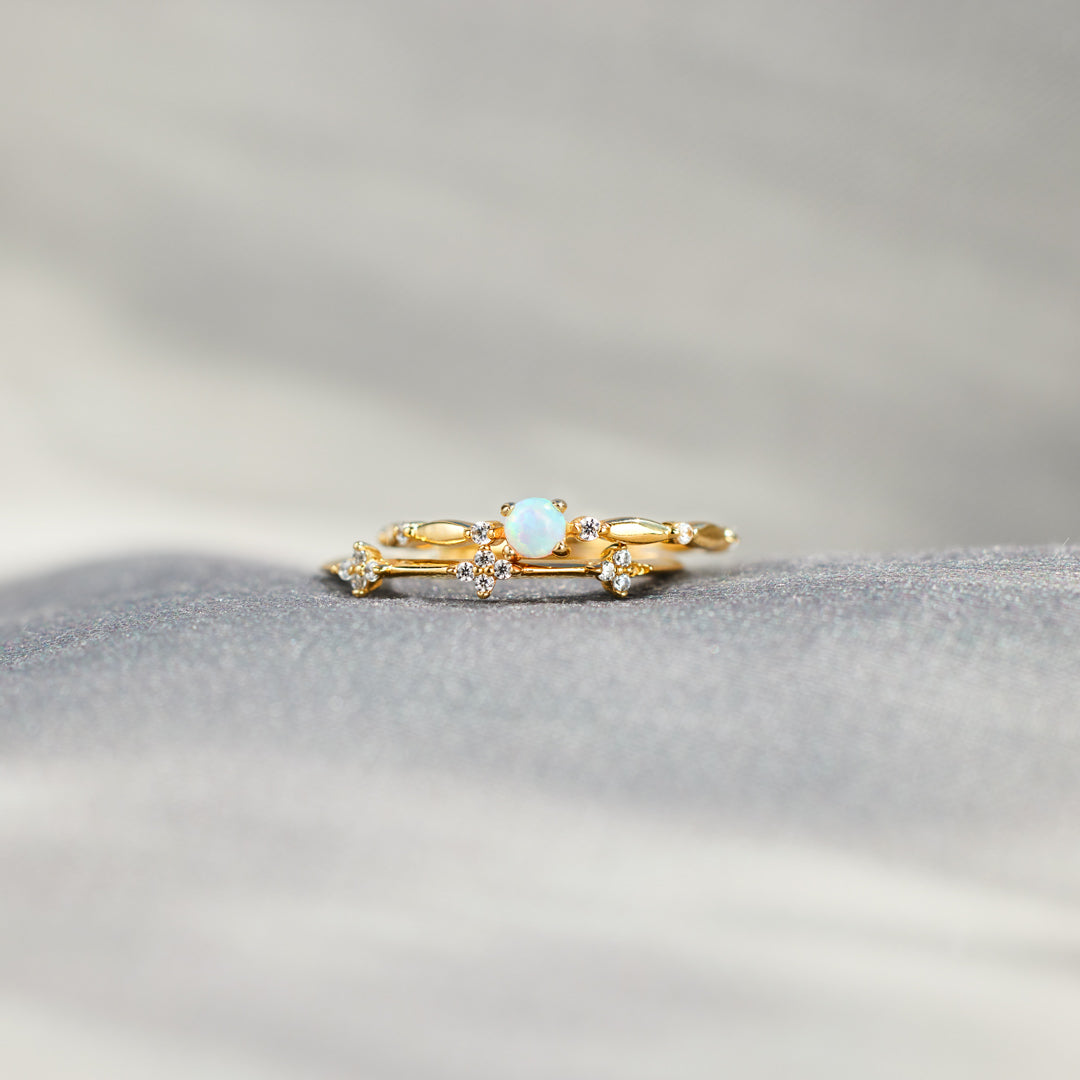 Love Yourself Round Opal Ring Set