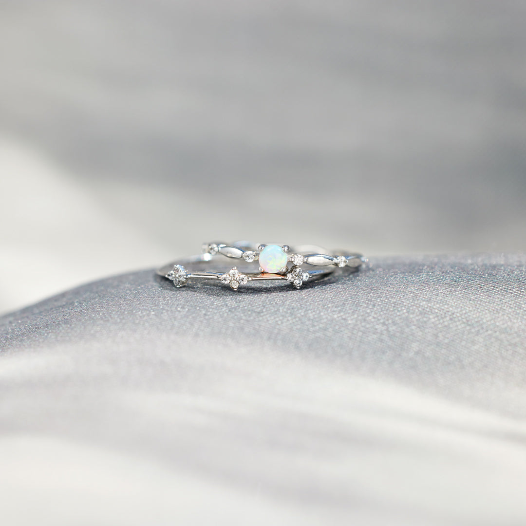 Love Yourself Round Opal Ring Set