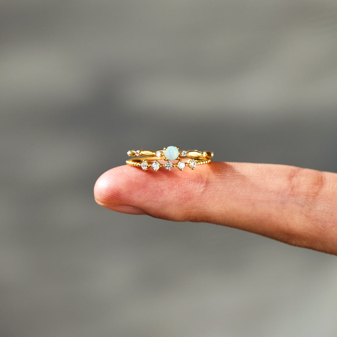 Love Yourself Round Opal Ring Set