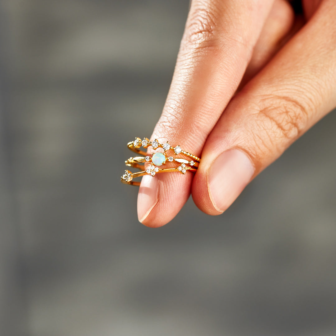 Love Yourself Round Opal Ring Set