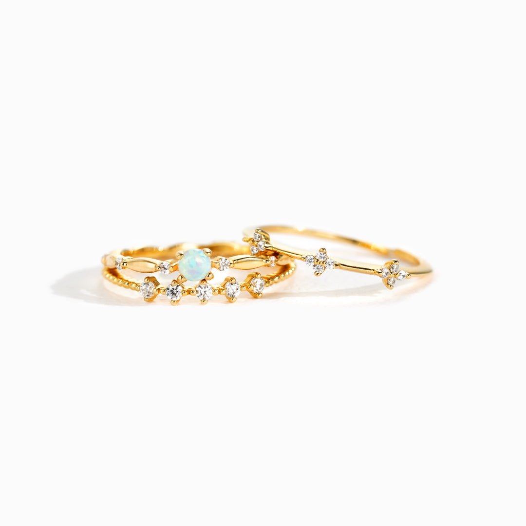 Love Yourself Round Opal Ring Set