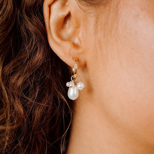 Verona Pearl Hoop Earrings
