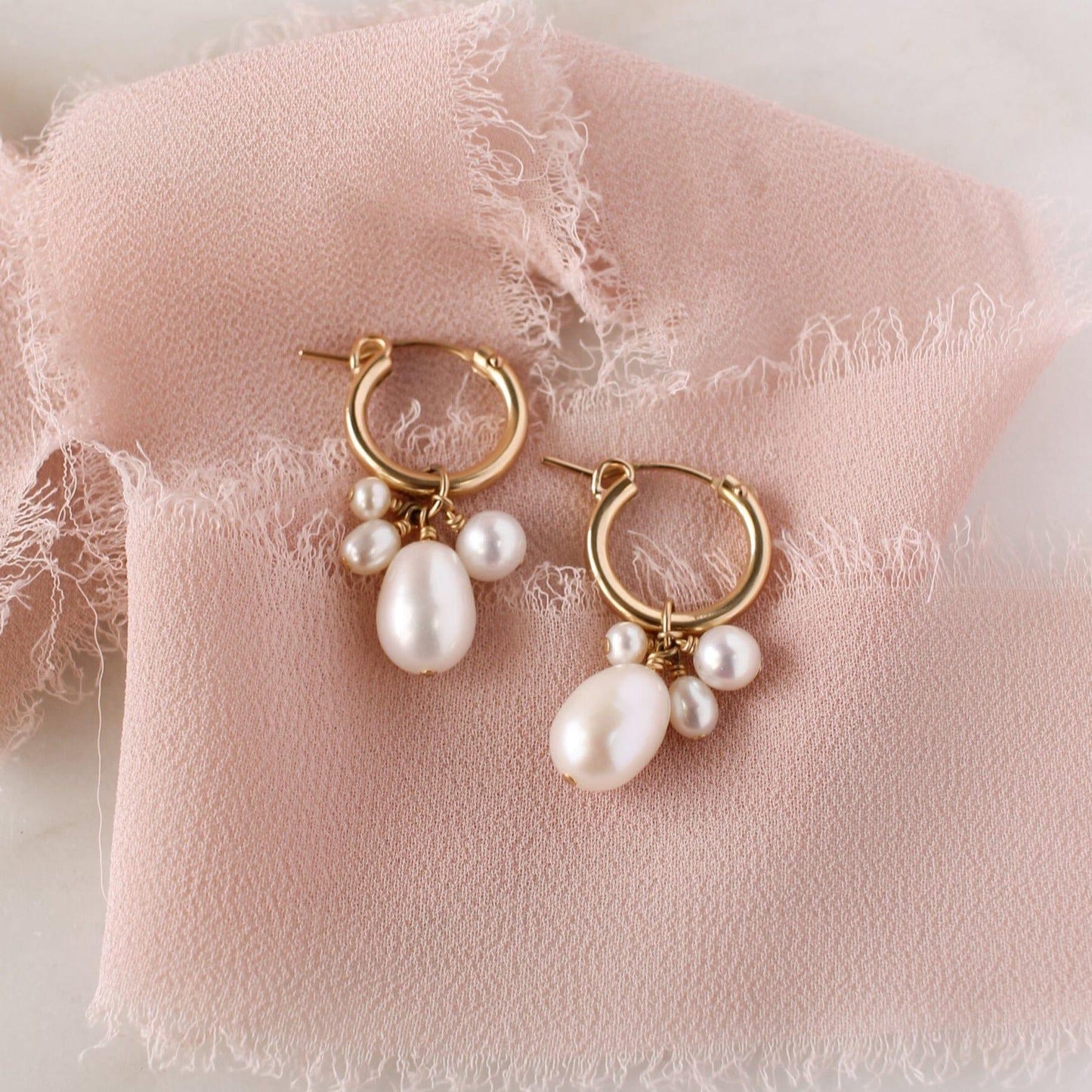 Verona Pearl Hoop Earrings