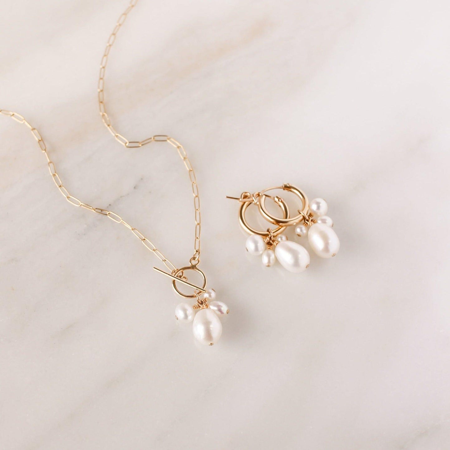 Verona Pearl Hoop Earrings