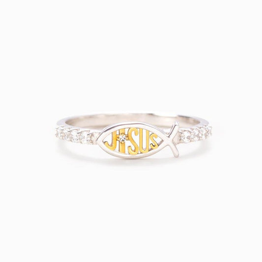 Sterling Silver Jesus Fish Ring Christian Religious Gift