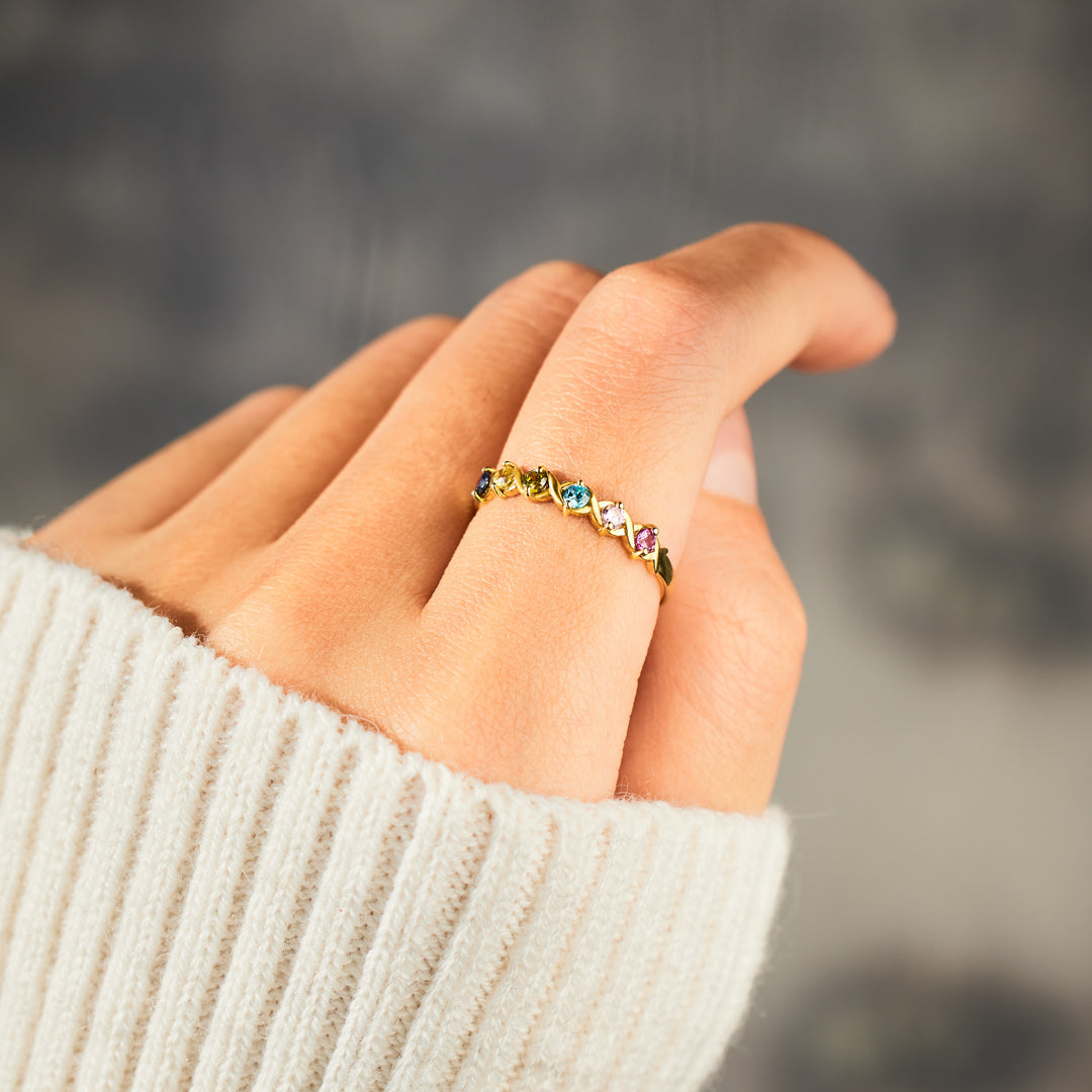 1-6 Birthstones XoXo Ring