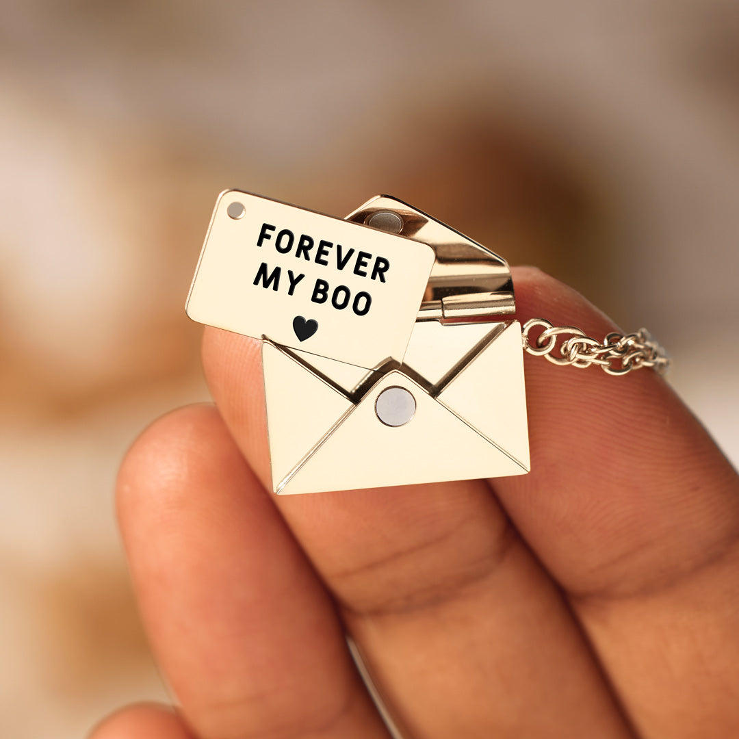 Forever My Boo Hidden Message Letter Necklace