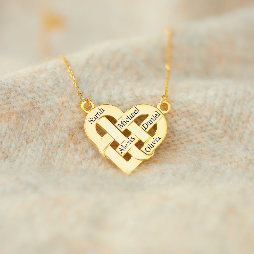 1-5 Names Knotted Heart Necklace