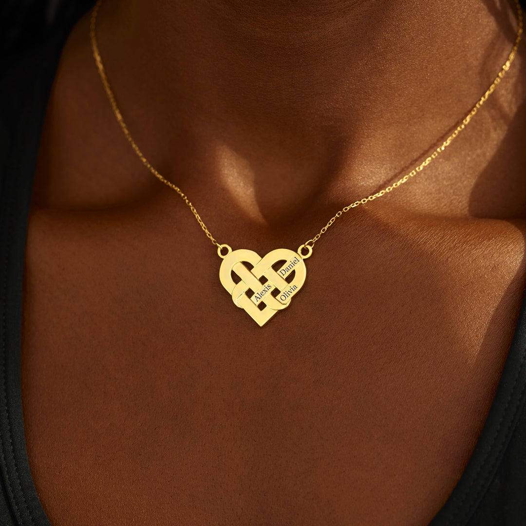 1-5 Names Knotted Heart Necklace