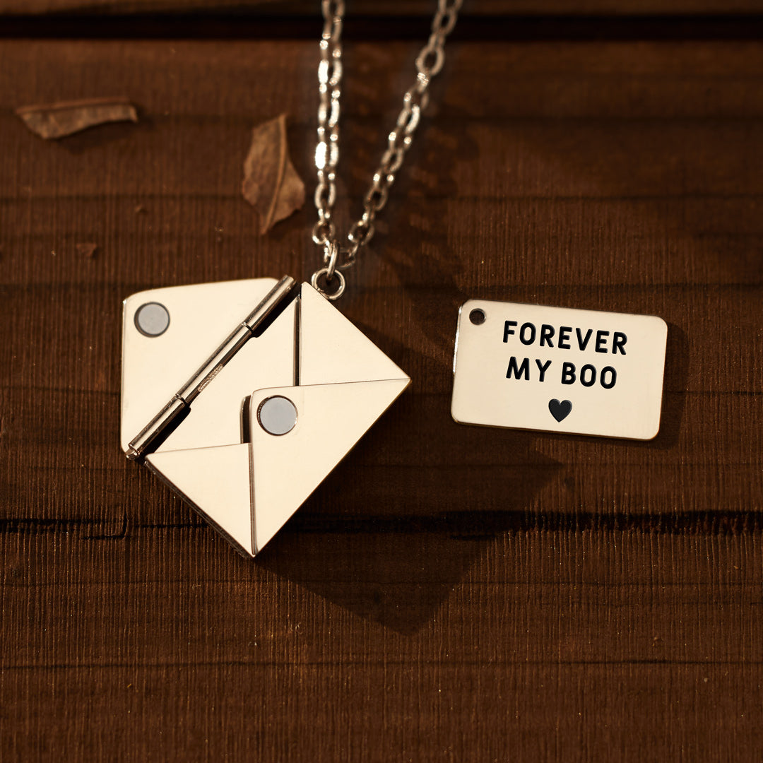 Forever My Boo Hidden Message Letter Necklace