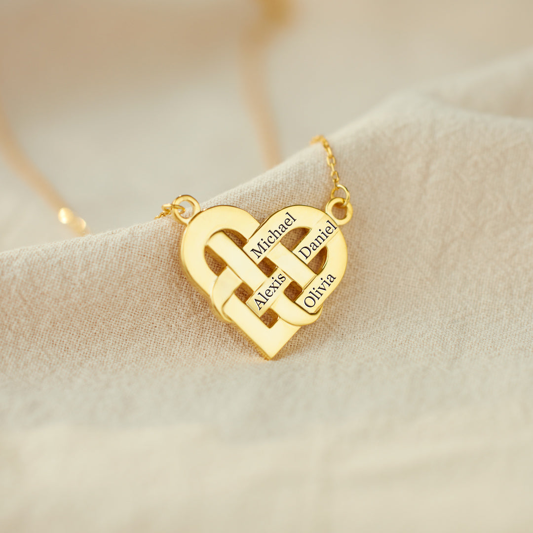 1-5 Names Knotted Heart Necklace