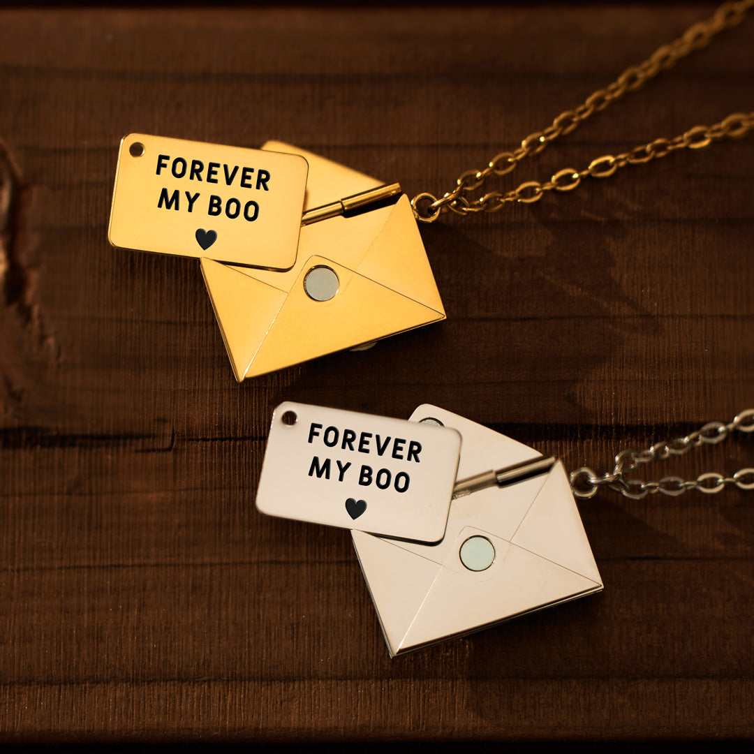 Forever My Boo Hidden Message Letter Necklace