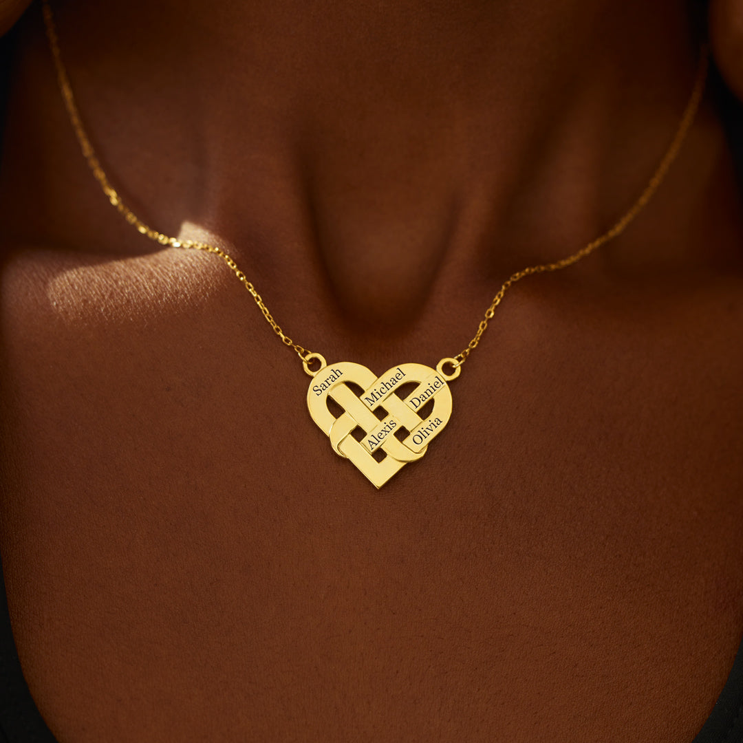 1-5 Names Knotted Heart Necklace