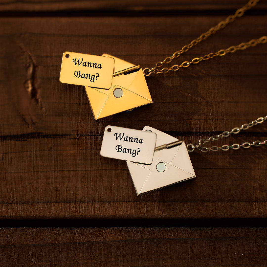 Wanna Bang? Hidden Message Letter Necklace