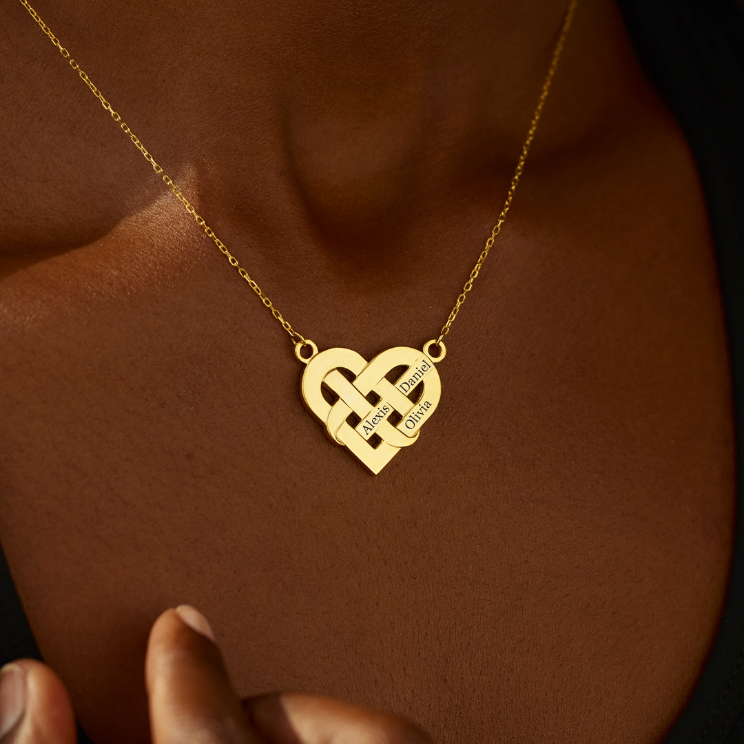 1-5 Names Knotted Heart Necklace