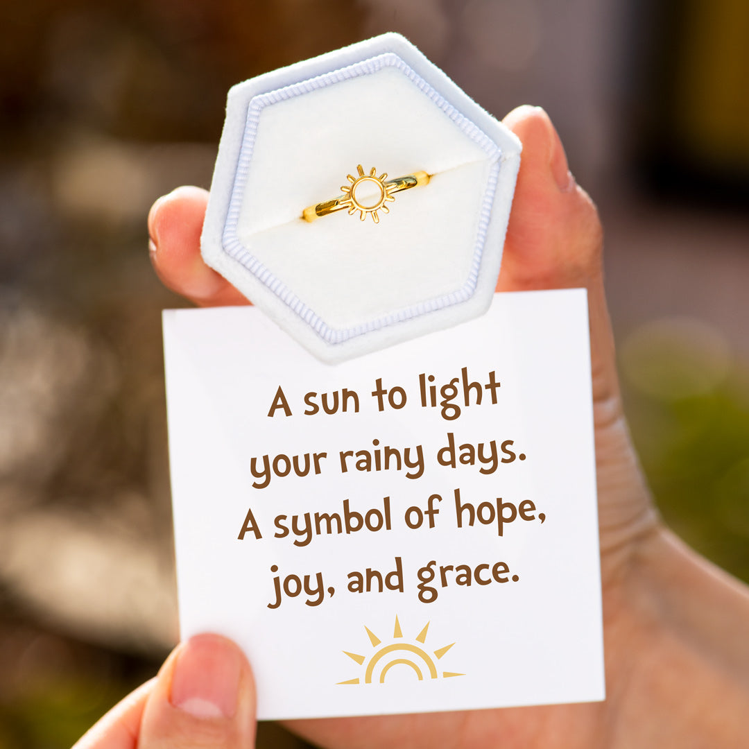 Light Your Rainy Days Golden Sun Ring