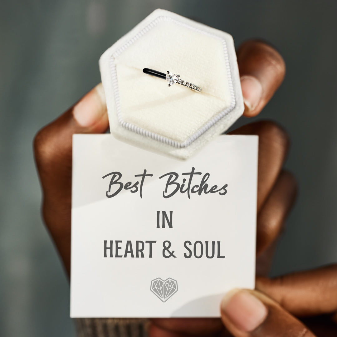 Best Biches Matching Half Enamel Heart-Cut Rings