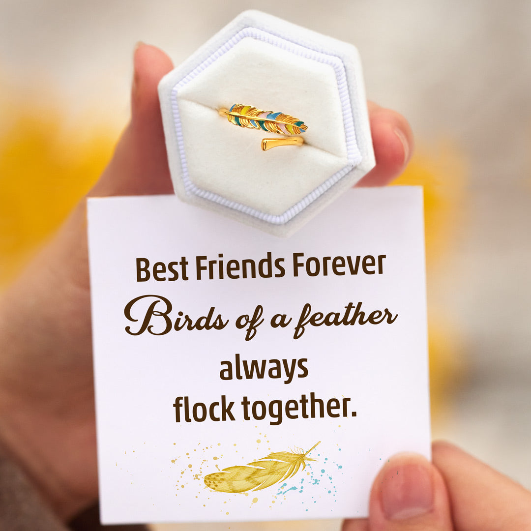 Birds Of A Feather Matching Enamel Feather Ring