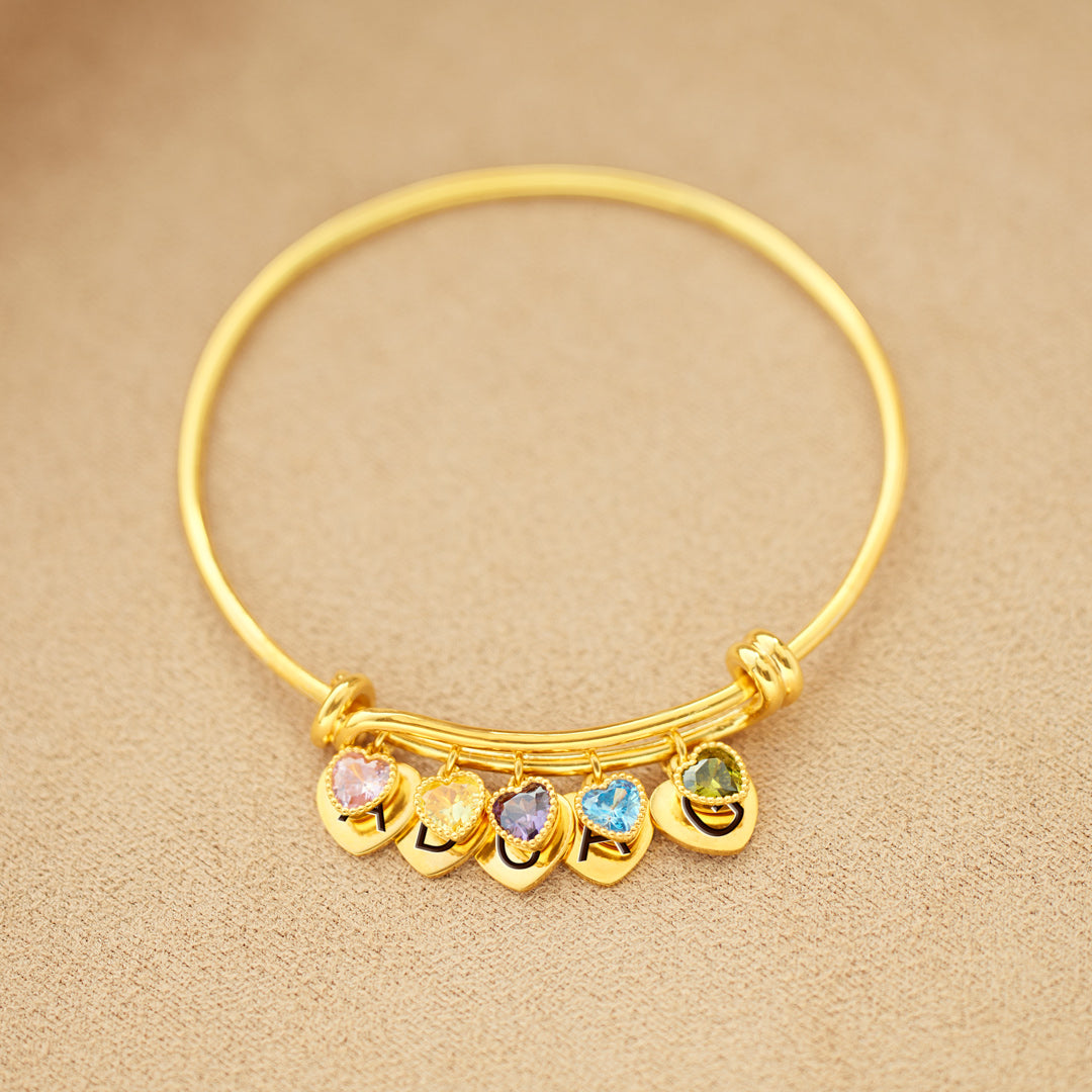 1-6 Birthstone & Initial Charm Bracelet