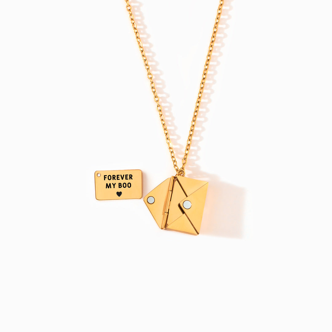 Forever My Boo Hidden Message Letter Necklace