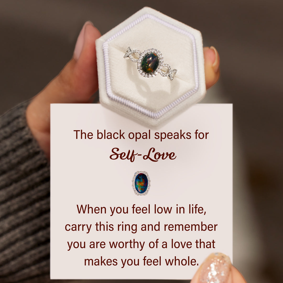 Self-Love Oval Black Opal Ring