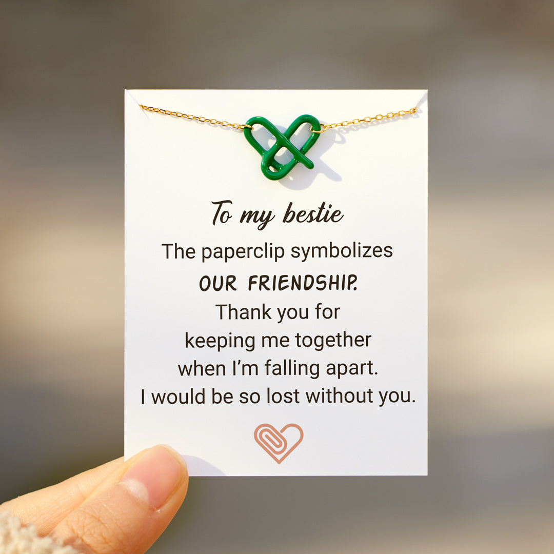 Our Friendship Paperclip Heart Necklace