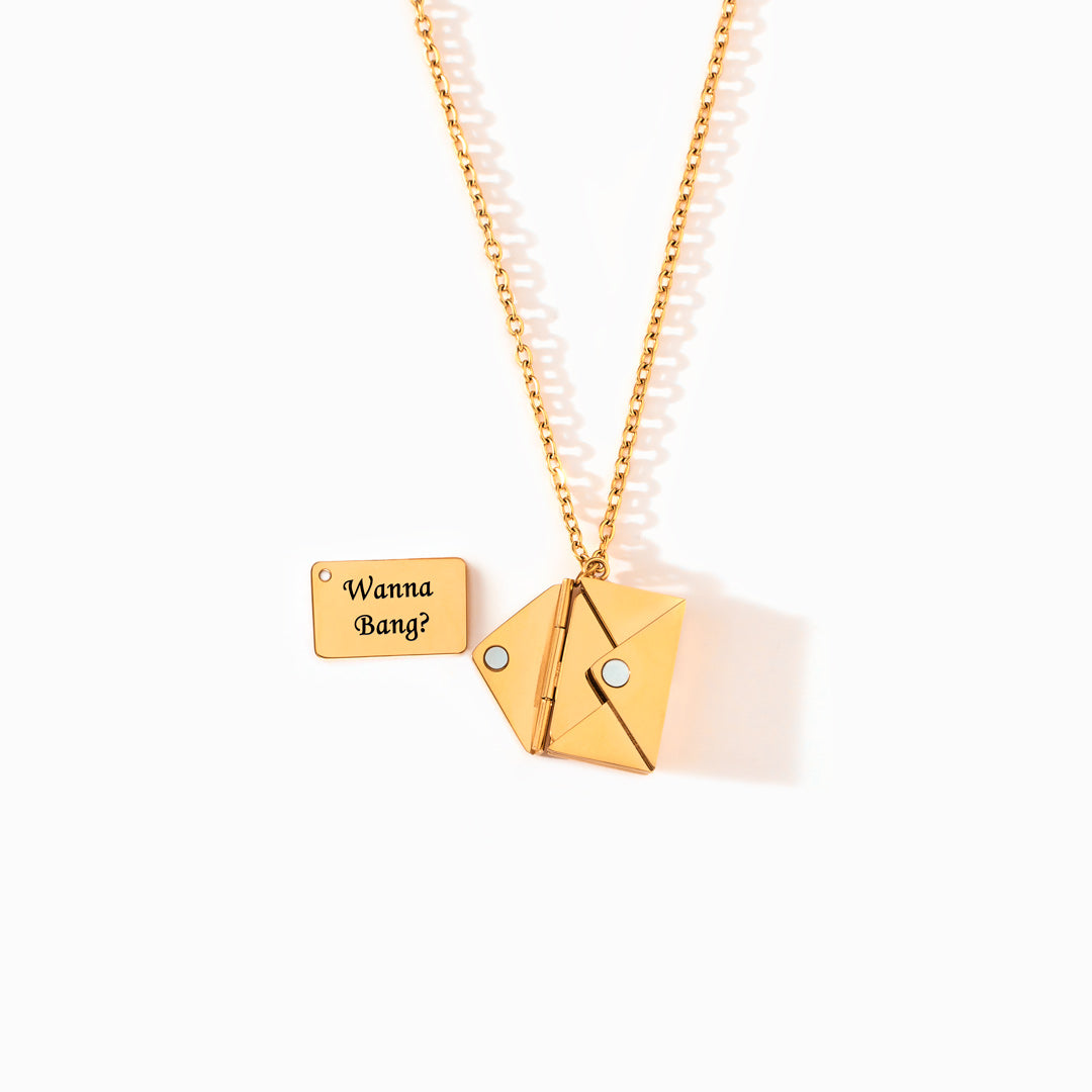 Wanna Bang? Hidden Message Letter Necklace