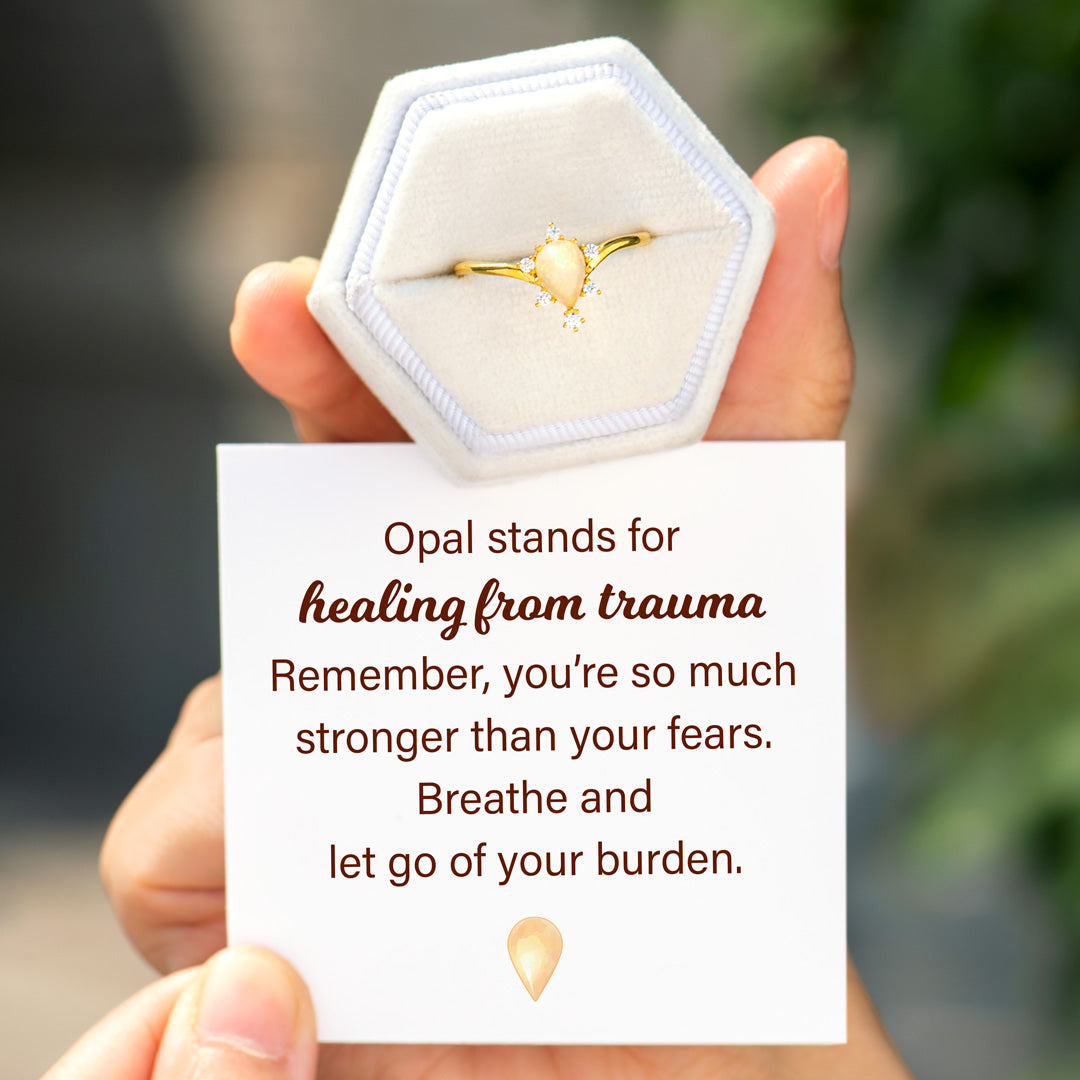 Healing From Trauma Tear Drop Opal Ring
