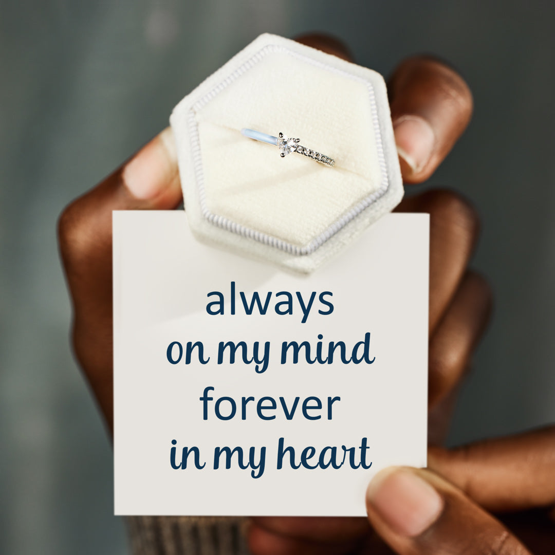 Matching Mother&Daughter Half Enamel Heart-Cut Rings