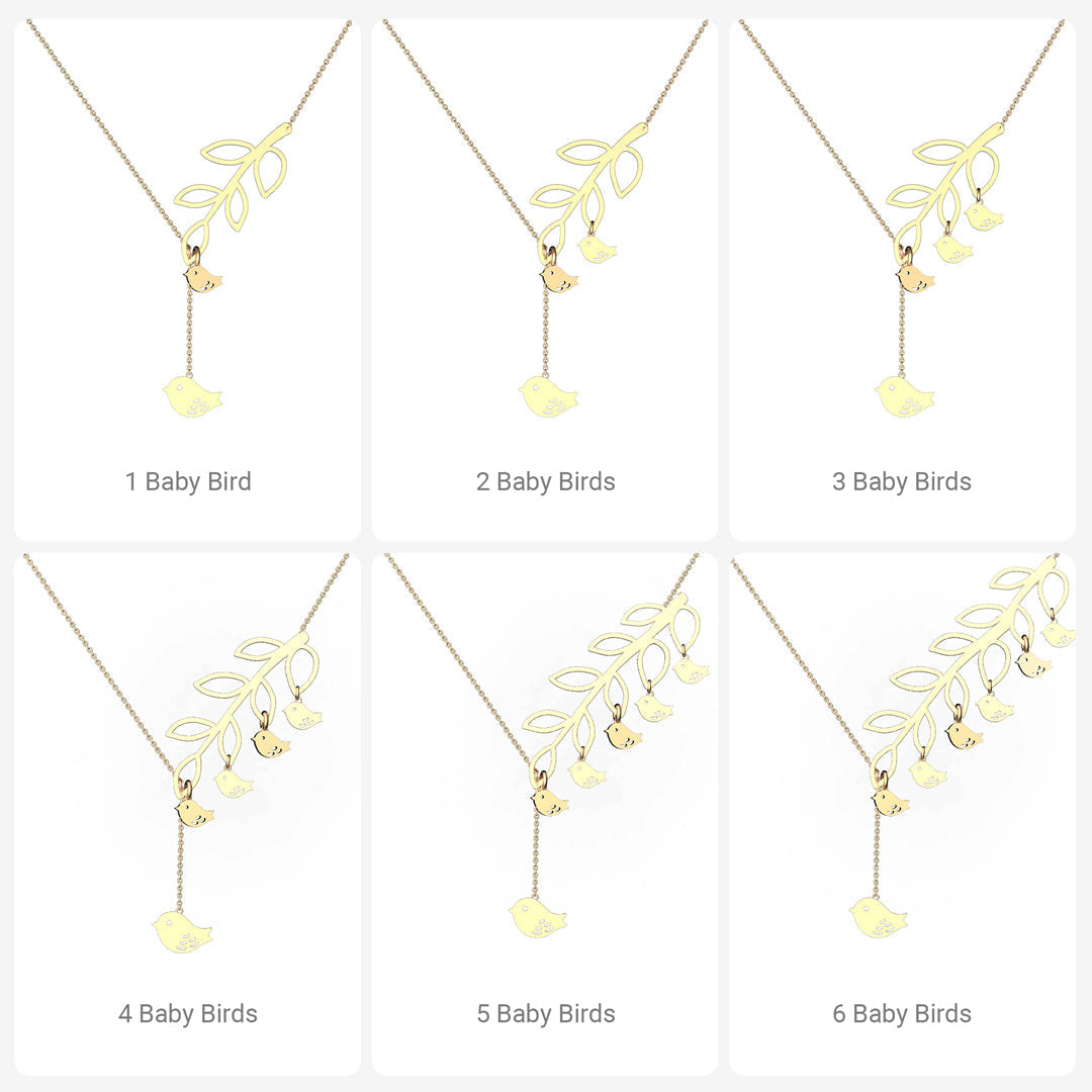 1-6 Baby Birds On A Branch Necklace