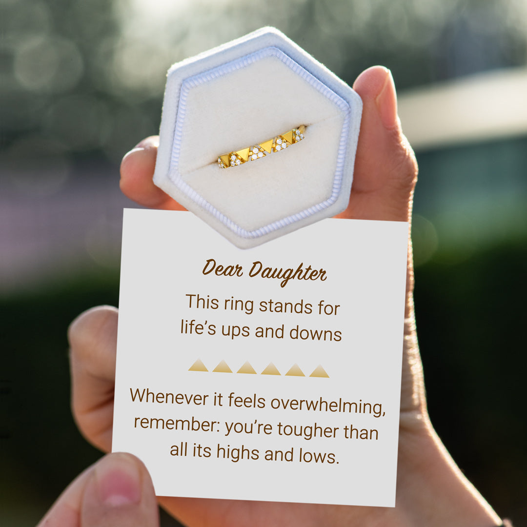 Life's Ups And Downs Geometric Triangle Ring