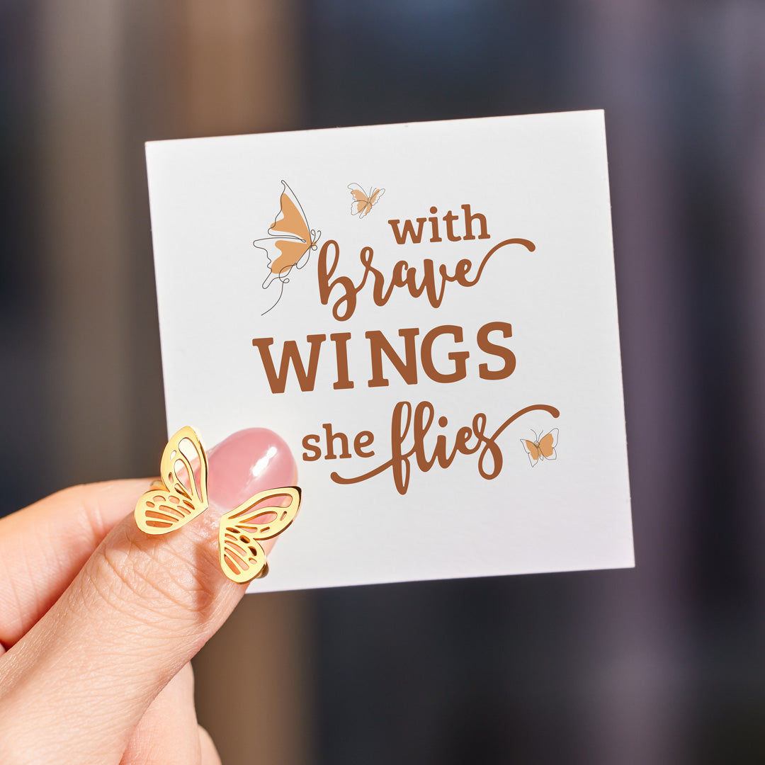 With Brave Wings She Flies Sculpted Butterfly Ring
