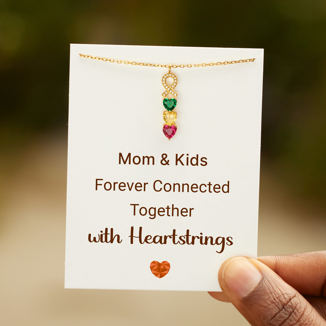 Forever Connected Together 1-8 Birthstones Linking Hearts Necklace